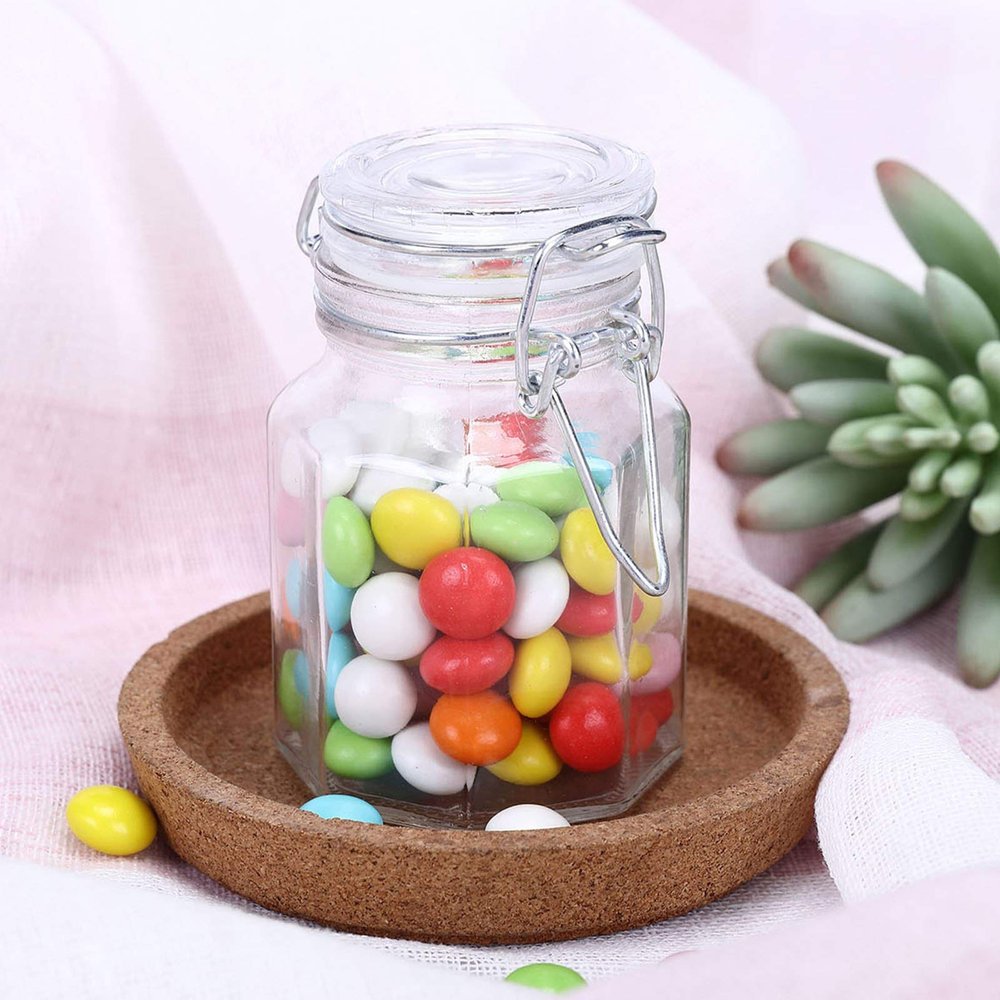 12 Pack 4 Oz Clear Hexagon Design Glass Jars