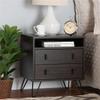 Baxton Studio Glover Modern and Contemporary Dark Brown Finished Wood and Rose Gold-Tone Finished Metal 2-Drawer Nightstand view 2