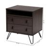 Baxton Studio Glover Modern and Contemporary Dark Brown Finished Wood and Rose Gold-Tone Finished Metal 2-Drawer Nightstand view 3