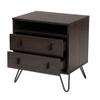 Baxton Studio Glover Modern and Contemporary Dark Brown Finished Wood and Rose Gold-Tone Finished Metal 2-Drawer Nightstand view 4