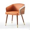 ARTPLAN Dining Chair Mid Century Modern with Walnut, Eucalyptus Fabric Upholsted Retro Accent Arm Chair, Metal Legs Dissassembly Adjustable Foot for Kitchen Dining Room,Dark Orange view 1