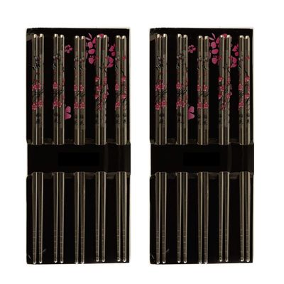 [100 PAIRS] Premium Clear Flower Reusable Stainless Steel Chopsticks - Metal Stainless Steel Chopsticks Set - Great for Dinner, Kitchen, Ramen, Dishwasher Safe by EcoQuality (8.8 inches)