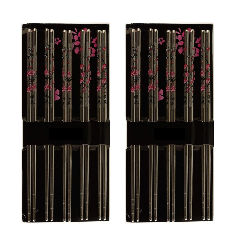 [100 PAIRS] Premium Clear Flower Reusable Stainless Steel Chopsticks - Metal Stainless Steel Chopsticks Set - Great for Dinner, Kitchen, Ramen, Dishwasher Safe by EcoQuality (8.8 inches)