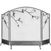 Barton 53x36 Fireplace Screen w/Tree Branches 3 Panel Fire Door Freestanding Cover Decorative Spark Guard Gate Grate, Black view 2