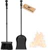 AMAGABELI Metal Fireplace Ash Shovel and Brush Set Accessories 32'' Rust Resistant with Smooth Long Handle Coal Shovel Hearth Broom Fire Place Tools Set Indoor Outdoor for Wood Stove Fire Pit view 1