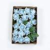 24 Roses | 2" Artificial Foam Rose with Stem and Leaves - 16 Colors (Dusty Blue) view 4