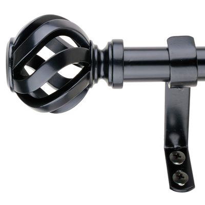 Decopolitan Cage 1" Curtain Rod Set, 18 to 36 Inches, Black