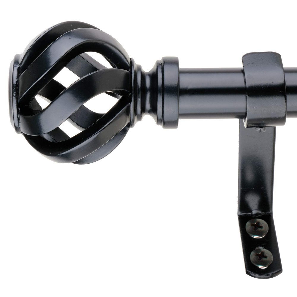 Decopolitan Cage 1" Curtain Rod Set, 18 to 36 Inches, Black