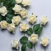24 Roses | 2" Artificial Foam Rose with Stem and Leaves - 16 Colors (Cream) view 4