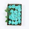 24 Roses | 2" Artificial Foam Rose with Stem and Leaves - 16 Colors (Turquoise) view 4