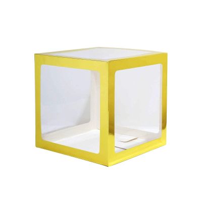 2 Ct Transparent DIY Balloon Boxes, Baby Shower Party Decoration Boxes (Gold)
