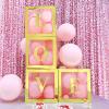 2 Ct Transparent DIY Balloon Boxes, Baby Shower Party Decoration Boxes (Gold) view 2