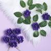 24 Roses | 2" Artificial Foam Rose with Stem and Leaves - 16 Colors (Purple) view 1