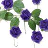 24 Roses | 2" Artificial Foam Rose with Stem and Leaves - 16 Colors (Purple) view 3
