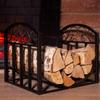 Barton 18" Wrought Iron Log Rack Black w/Scroll Design Fireplace Firewood Holder Fire Wood Storage Indoor Outdoor Carrier view 2