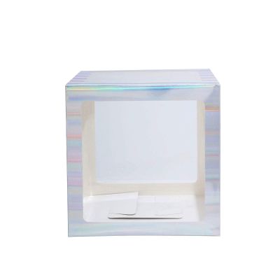 2 Ct Transparent DIY Balloon Boxes, Baby Shower Party Decoration Boxes (Iridescent)