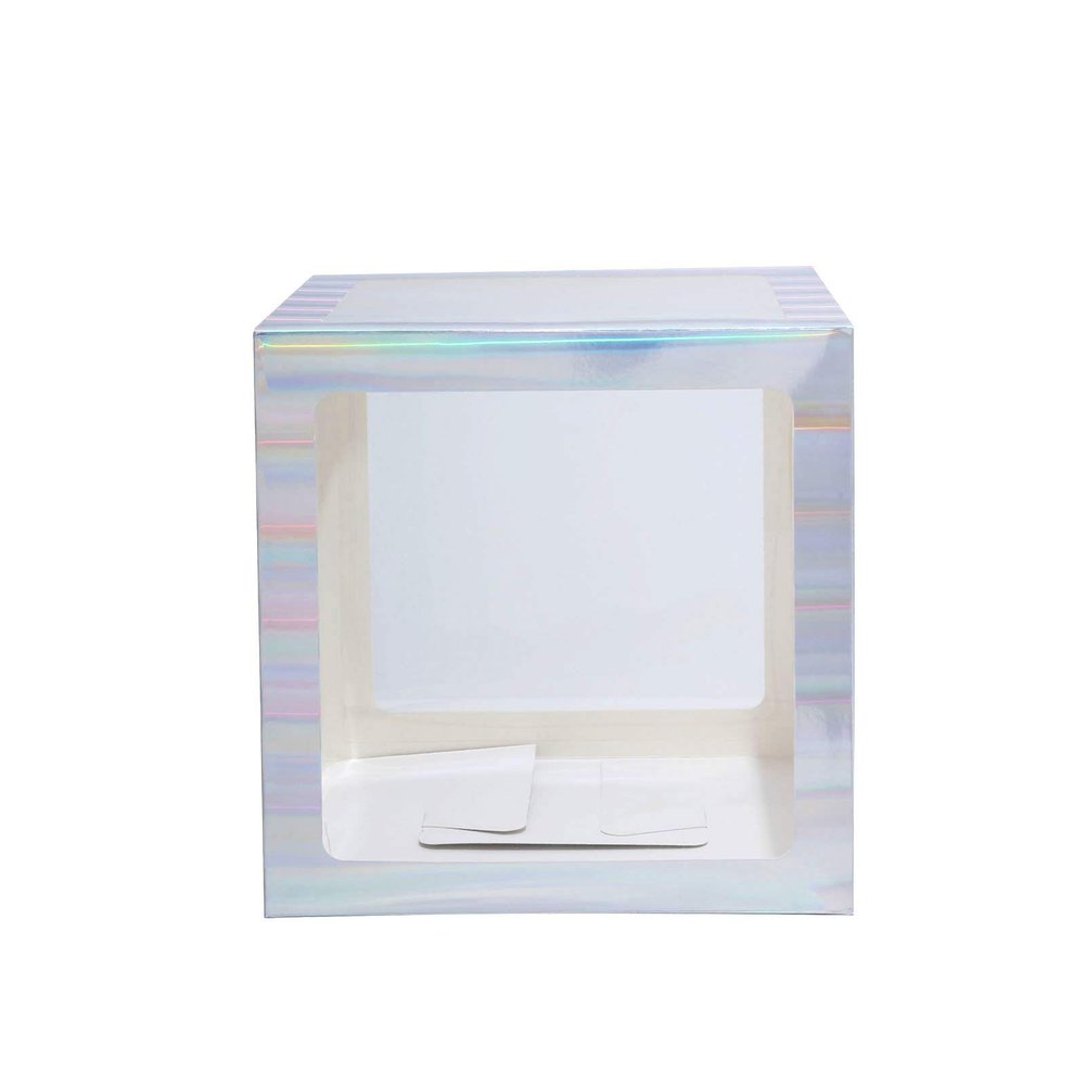 2 Ct Transparent DIY Balloon Boxes, Baby Shower Party Decoration Boxes (Iridescent)