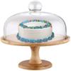 qiuqiu Cake Stand with Bell Jar, Porcelain and Bamboo, Round Shape, 20cm view 4