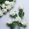 24 Roses | 2" Artificial Foam Rose with Stem and Leaves - 16 Colors (Ivory) view 4