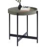 Alaterre Furniture Brookline 20-Inch Round Wood End Table with Gray Concrete Coating - Tray Style Top with Black Powder-Coated Iron Legs - Home Accent for Living Room or Office view 1