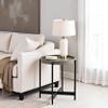 Alaterre Furniture Brookline 20-Inch Round Wood End Table with Gray Concrete Coating - Tray Style Top with Black Powder-Coated Iron Legs - Home Accent for Living Room or Office view 2