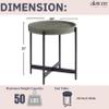 Alaterre Furniture Brookline 20-Inch Round Wood End Table with Gray Concrete Coating - Tray Style Top with Black Powder-Coated Iron Legs - Home Accent for Living Room or Office view 3