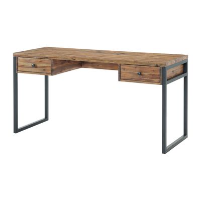 Alaterre Furniture Claremont 60" W Rustic Wood and Metal Desk, Colonial Brown