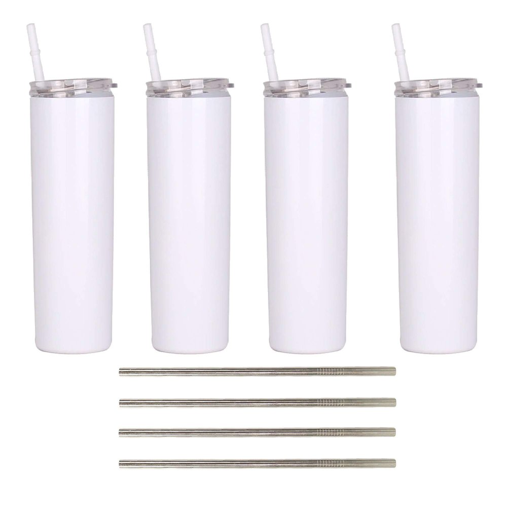 Ink Trendz 4 Pack Sublimation Blank Skinny Tumbler 20 oz. Stainless Steel