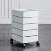 MNSSRN Rotatable Locker, Multi-Functional Simple, Movable Multi-Layer Shelf, Bedside Table with Wheeled Storage Rack,White,B view 1