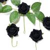 24 Roses | 2" Artificial Foam Rose with Stem and Leaves - 16 Colors (Black) view 3