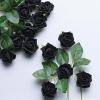 24 Roses | 2" Artificial Foam Rose with Stem and Leaves - 16 Colors (Black) view 4