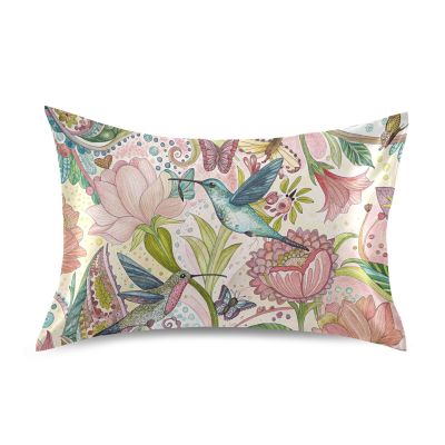 Blueangle Hummingbird Watercolor Painting Satin Pillowcases Microfiber Decoration Pillow Covers, Soft and Cozy, Wrinkle, Fade, Stain Resistant, 20"x 30"