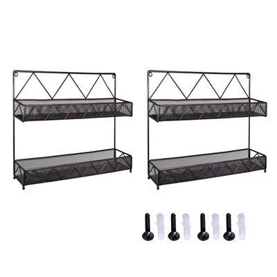 AMT SUPPLY LLC Cabinet Door Shelf Storage, Kitchen seasoning Hanging Display for Spice Jars, Sauces, Herbs, Cosmetic Beauty Bottles (2 Tier Style 9V, Brown), 2 Tier Style 9V (Brown)