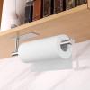 Space-Saving Stainless Steel Paper Towel Holder - Silver Wall Mount & Adhesive, Under Cabinet Organizer for Bathroom, RV view 2