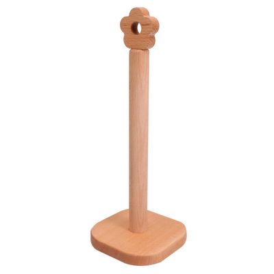 qiuqiu Paper Towel Holder Standing Kitchen Hanger Paper Roll Holder Organizer Wood Roll Holder for Counter Table-13x34.5cm