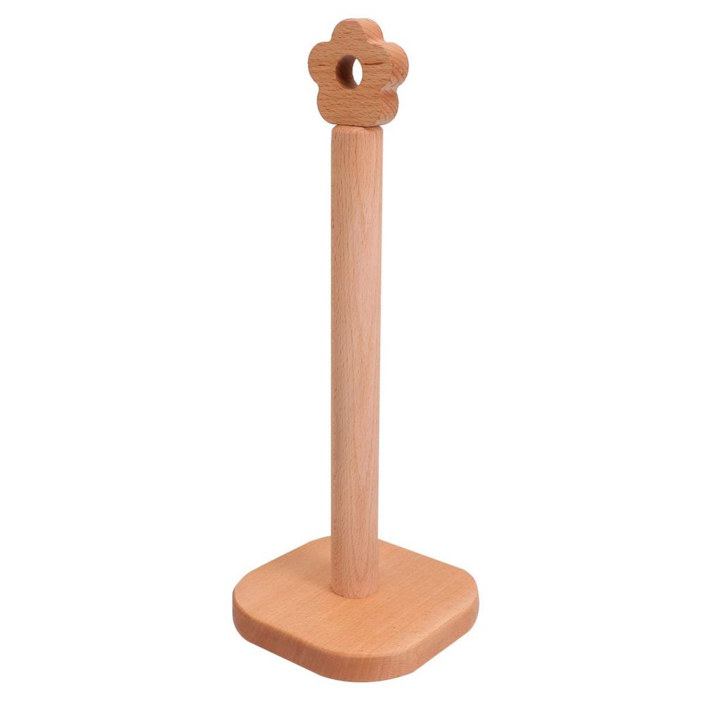 qiuqiu Paper Towel Holder Standing Kitchen Hanger Paper Roll Holder Organizer Wood Roll Holder for Counter Table-13x34.5cm