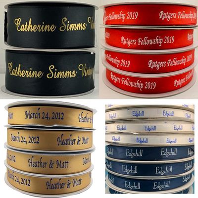 50 Yards / 150 Feet. Satin Personalized Ribbon Wedding Favor Custom Printed Communion Baptism Christening Sweet 16 15 Baby Shower Bar Bat Mitzvah Bridal Quinceanera 7/8"