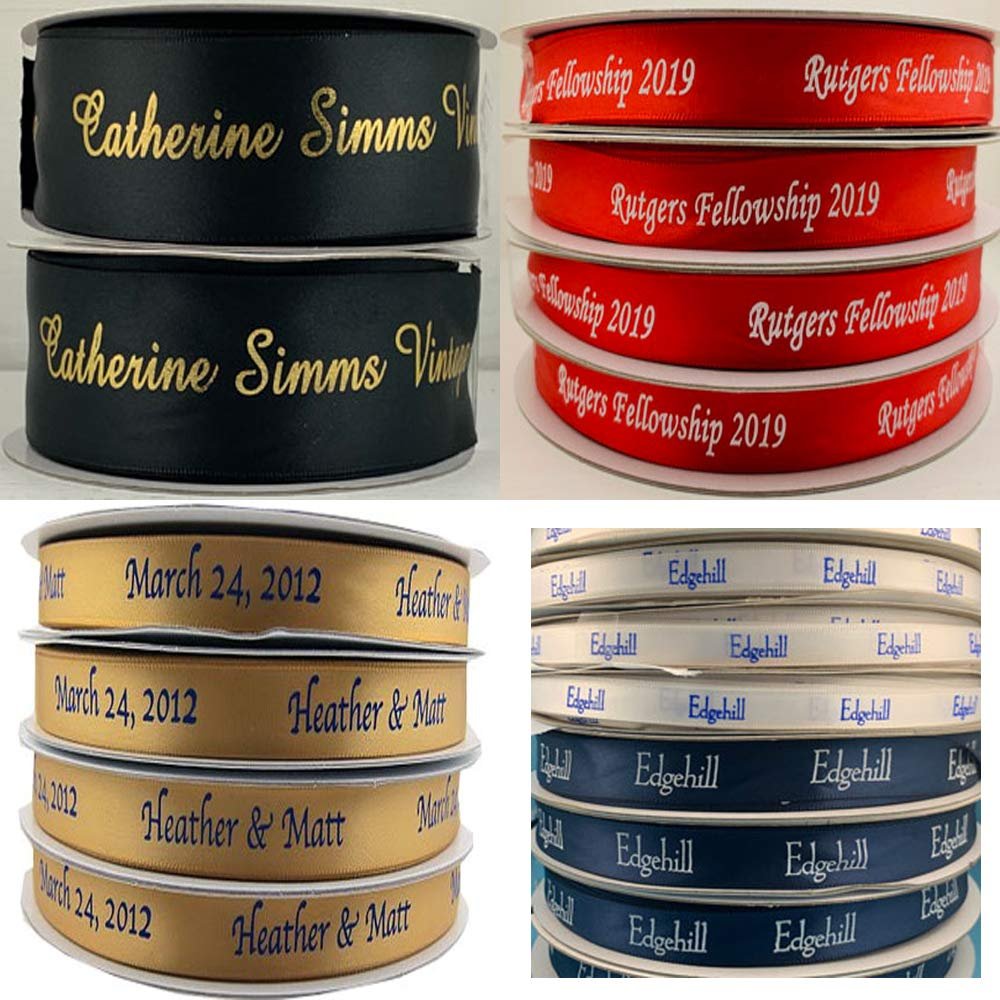 50 Yards / 150 Feet. Satin Personalized Ribbon Wedding Favor Custom Printed Communion Baptism Christening Sweet 16 15 Baby Shower Bar Bat Mitzvah Bridal Quinceanera 7/8"