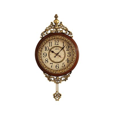 Braiton Elegant, Traditional, Decorative, Hand Painted Modern Grandfather Wall Clock Fancy Ethnic Luxury Handmade Decoration, Swinging Pendulum for New Room or Office,Mahogany