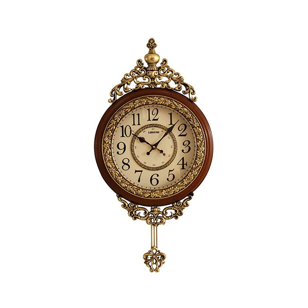 Braiton Elegant, Traditional, Decorative, Hand Painted Modern Grandfather Wall Clock Fancy Ethnic Luxury Handmade Decoration, Swinging Pendulum for New Room or Office,Mahogany