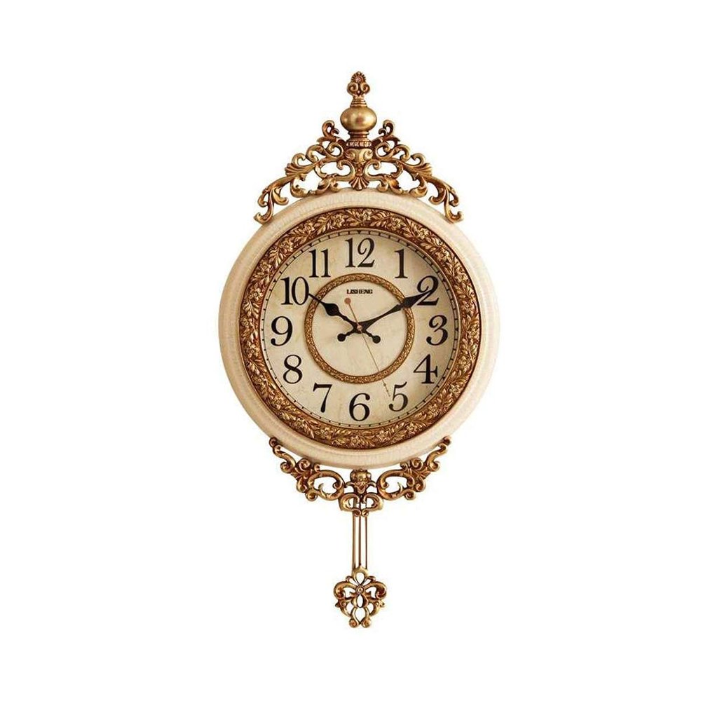Braiton Elegant, Traditional, Decorative, Hand Painted Modern Grandfather Wall Clock Fancy Ethnic Luxury Handmade Decoration, Swinging Pendulum for New Room or Office,Rice