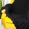 Chunky Knit Throw Blanket for Couch Black, Handmade Chunky Knitted Blanket Throw Sofa for Gift Sofa Bed,Chunky Knit Blankets- 71x80inch(180x200CM) view 3