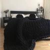Chunky Knit Throw Blanket for Couch Black, Handmade Chunky Knitted Blanket Throw Sofa for Gift Sofa Bed,Chunky Knit Blankets- 71x80inch(180x200CM) view 4