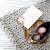 Handmade Chunky Knitted Blanket Dark Gray, Chunky Knit Blankets Soft Stylish & Cosy Beautiful Home Decor Cozy Throw Blankets, Couch, Bed, Chair, Sofa, Gift-39x39inch view 2