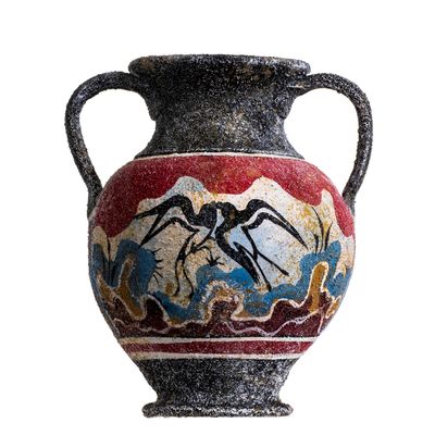 Ancient Greek Minoan Amphora Spring Handmade Ceramic Pottery Vase Small