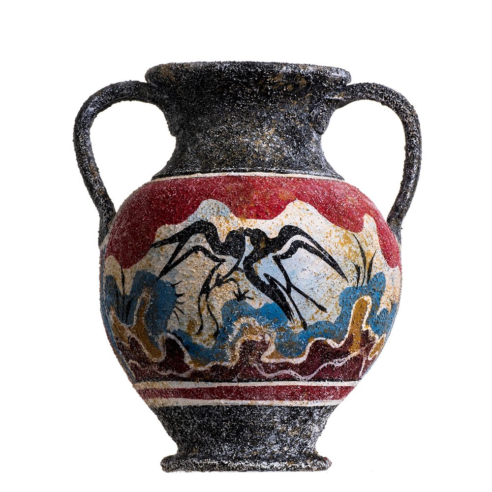 Ancient Greek Minoan Amphora Spring Handmade Ceramic Pottery Vase Small