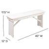 BizChair 40" x 12" Antique Rustic White Solid Pine Folding Farm Bench - Portable Bench view 2