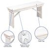 BizChair 40" x 12" Antique Rustic White Solid Pine Folding Farm Bench - Portable Bench view 4