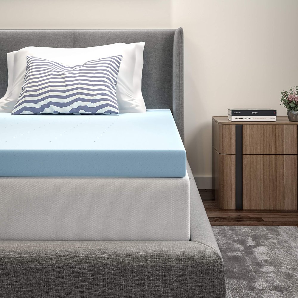 BizChair 3 inch Cooling Gel Mattress Topper, CertiPUR-US Certified Memory Foam, Twin