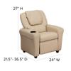 BizChair Contemporary Beige Vinyl Kids Recliner with Cup Holder and Headrest view 2